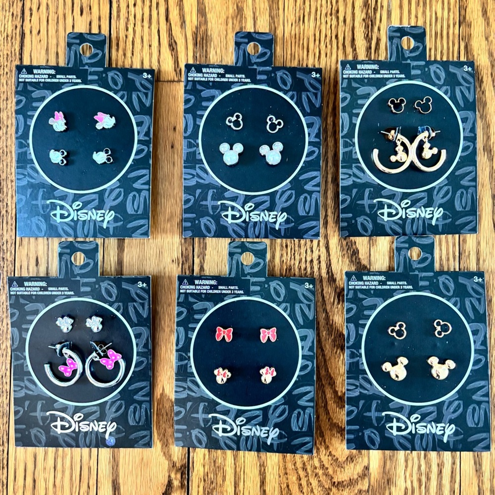 Disney Mickey & Minnie Character Earrings Studs, Hoops, Gold & Silver
